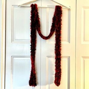 Red and Black Fuzzy Scarf - Handmade